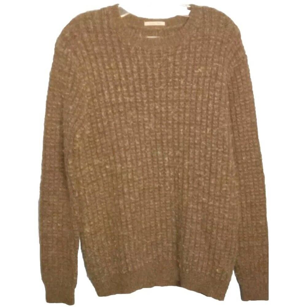 VTG Gant Crochet Knit Chunky Nubby Brown Mohair Sweater L Academia Cabin Preppy